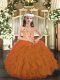 Appliques and Ruffles Kids Pageant Dress Orange Lace Up Sleeveless Floor Length