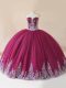 Spectacular Burgundy Ball Gowns Tulle Sweetheart Sleeveless Embroidery Floor Length Lace Up Sweet 16 Dress