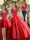 Red Lace Up Sweet 16 Dresses Appliques Sleeveless Floor Length