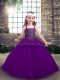 Stunning Floor Length Purple Kids Formal Wear Straps Sleeveless Lace Up
