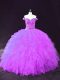 Chic Purple Sweet 16 Dress Sweet 16 and Quinceanera with Beading and Ruffles Off The Shoulder Sleeveless Lace Up