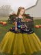 Enchanting Olive Green Straps Lace Up Embroidery Girls Pageant Dresses Sleeveless