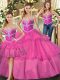 Lilac Quinceanera Gowns Sweet 16 and Quinceanera with Beading and Ruffled Layers Sweetheart Sleeveless Lace Up