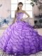 Amazing Floor Length Ball Gowns Sleeveless Lavender Sweet 16 Dresses Lace Up
