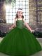 Trendy Floor Length Green Pageant Dress Womens Straps Sleeveless Lace Up