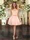 Peach Evening Dress Prom and Party with Lace Scoop Sleeveless Zipper