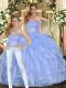 Sleeveless Floor Length Ruffles Lace Up Sweet 16 Dresses with Lavender