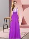 Romantic Floor Length Empire Sleeveless Purple Bridesmaid Gown Backless