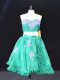 Turquoise Prom Dresses Prom and Party with Appliques and Ruffles Sweetheart Sleeveless Zipper