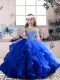 Royal Blue Scoop Neckline Beading and Ruffles Winning Pageant Gowns Sleeveless Lace Up
