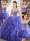 Best Selling Floor Length Lace Up Sweet 16 Quinceanera Dress Lavender for Military Ball and Sweet 16 and Quinceanera with Beading and Ruffles