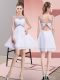 Beautiful White Chiffon Backless Prom Dress Sleeveless Mini Length Beading