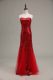 Affordable Floor Length Zipper Evening Outfits Red for Prom and Party and Military Ball with Sequins