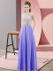 Lavender Empire Scoop Sleeveless Satin Floor Length Backless Beading Evening Dress