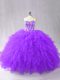 Hot Selling Floor Length Ball Gowns Sleeveless Purple Quinceanera Gown Lace Up