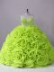 Fantastic Yellow Green Ball Gowns Beading Quinceanera Gown Lace Up Fabric With Rolling Flowers Sleeveless