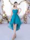 Sweetheart Sleeveless Lace Up Dama Dress for Quinceanera Teal Tulle