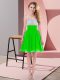 Green Empire Chiffon Scoop Sleeveless Beading Mini Length Side Zipper Dama Dress