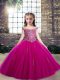 Unique Fuchsia Sleeveless Tulle Lace Up Little Girls Pageant Gowns for Party and Wedding Party