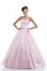 Low Price Pink Organza Lace Up Quince Ball Gowns Sleeveless Floor Length Beading