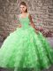 Captivating Ball Gowns Sleeveless Green Quince Ball Gowns Court Train Lace Up