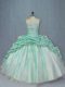 Lovely Apple Green Ball Gowns Sweetheart Sleeveless Organza and Taffeta Brush Train Lace Up Beading and Pick Ups Quinceanera Gowns