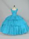 Aqua Blue Straps Neckline Beading and Ruffled Layers Quinceanera Dress Sleeveless Lace Up