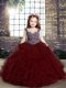 Burgundy Sleeveless Beading and Ruffles Floor Length Little Girl Pageant Gowns