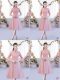 Discount Tea Length Zipper Wedding Guest Dresses Pink for Wedding Party with Lace