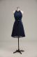 Lace and Appliques Going Out Dresses Navy Blue Backless Sleeveless Mini Length