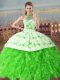 Enchanting Lace Up 15 Quinceanera Dress for Sweet 16 and Quinceanera with Embroidery and Ruffles Court Train