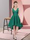 A-line Bridesmaid Dresses Peacock Green V-neck Lace Sleeveless High Low Zipper
