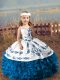 New Style Organza Straps Sleeveless Lace Up Embroidery and Ruffles Little Girls Pageant Dress in Blue