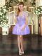 Organza Strapless Sleeveless Lace Up Beading and Lace and Ruffles in Lavender
