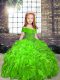 Hot Sale Sleeveless Beading and Ruffles Lace Up Pageant Gowns For Girls