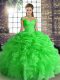Off The Shoulder Sleeveless Lace Up Quinceanera Dress Green Organza