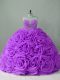 Lavender Fabric With Rolling Flowers Lace Up Sweetheart Sleeveless 15 Quinceanera Dress Brush Train Beading