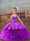 Wonderful Straps Sleeveless Little Girls Pageant Dress Wholesale Sweep Train Embroidery Lilac Fabric With Rolling Flowers