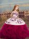 Fuchsia Sleeveless Floor Length Embroidery and Ruffles Lace Up Pageant Dress for Teens