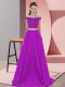 Fantastic Purple Sleeveless Sweep Train Beading Dress for Prom