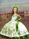 Super White Off The Shoulder Lace Up Embroidery Pageant Dress Wholesale Sleeveless