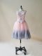 Super Mini Length A-line Sleeveless Baby Pink Dress for Prom Lace Up