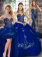 Colorful Royal Blue Lace Up Sweet 16 Quinceanera Dress Beading and Embroidery Sleeveless Floor Length