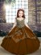 Eye-catching Brown Straps Neckline Beading and Embroidery Pageant Dress Sleeveless Lace Up