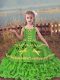 Lace Up Pageant Gowns For Girls Beading and Embroidery and Ruffled Layers Sleeveless Floor Length
