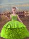 Yellow Green Sleeveless Embroidery Lace Up Little Girl Pageant Gowns
