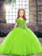Sleeveless Beading Lace Up Little Girls Pageant Gowns with Brush Train