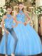 Popular Floor Length Lace Up Sweet 16 Quinceanera Dress Baby Blue for Sweet 16 and Quinceanera with Embroidery