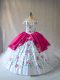 Ball Gowns Quinceanera Dresses Pink And White Off The Shoulder Organza Sleeveless Floor Length Lace Up