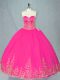 Fine Sleeveless Tulle Floor Length Lace Up Sweet 16 Quinceanera Dress in Fuchsia with Beading
